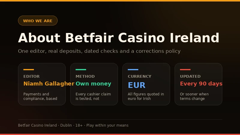 About betfaircasino-ie.com: one Dublin editor, real deposits, euro figures, updated every 90 days