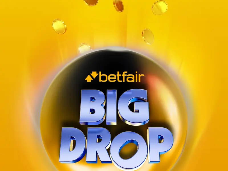 Betfair Big Drop jackpot orb glowing on the brand yellow background