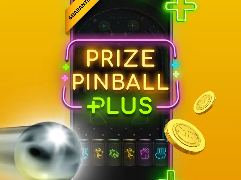 Prize Pinball Plus machine with a silver pinball and gold coins from the Betfair Casino app